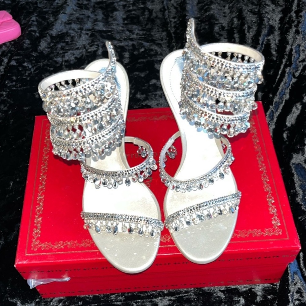 Rene caovilla chandelier heels in greige